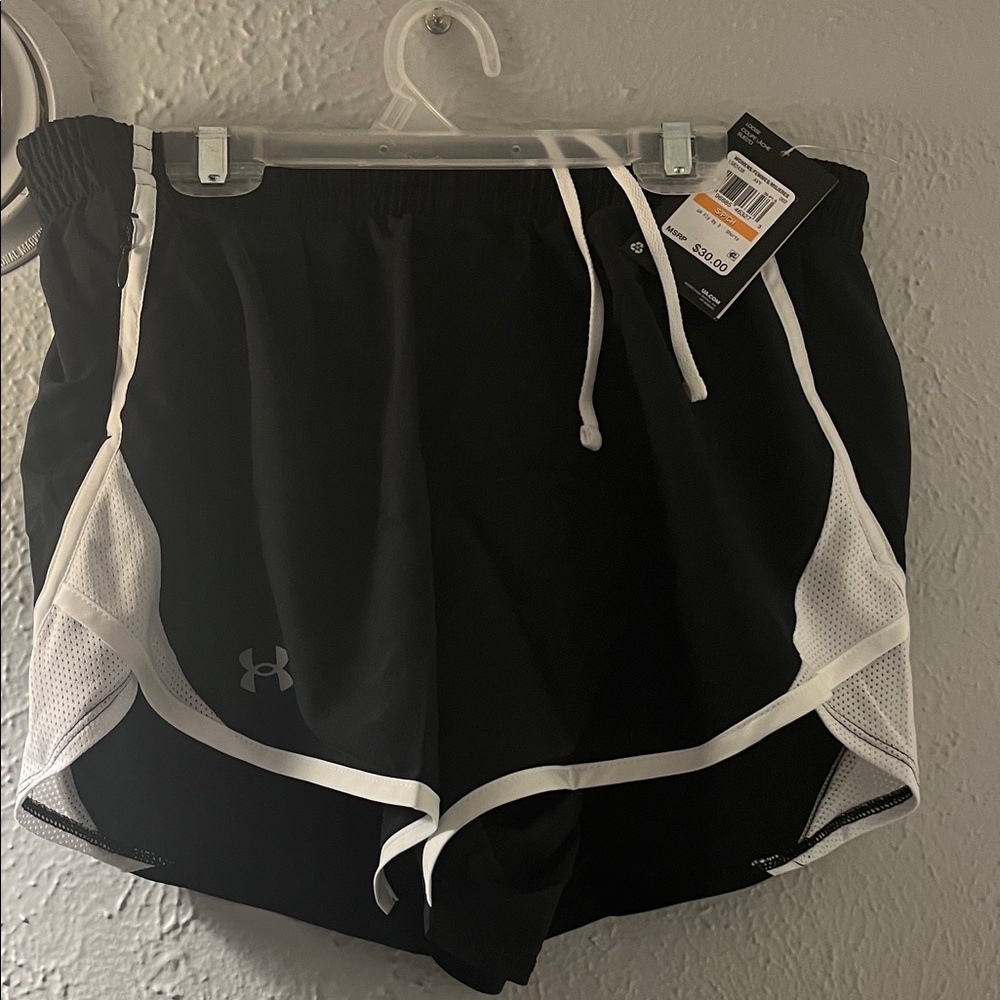 Under Armour Women's Black and White Athletic Shorts